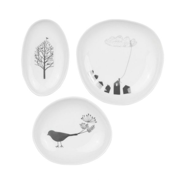 Räder Wonderland Birdhouse Porcelain Plates, Set of 3