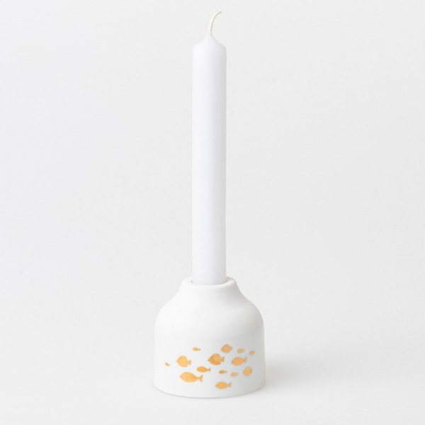 Räder Gold Fish Shoal Porcelain Candle Holder