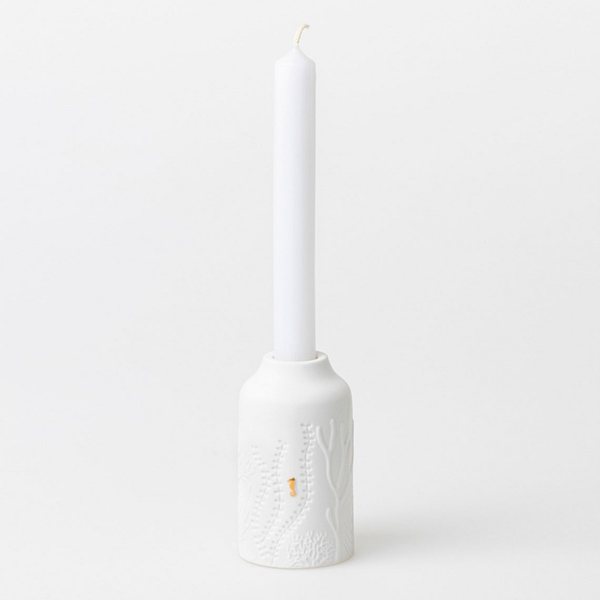 Räder Seahorse Porcelain Candle Holder with Gold Detail