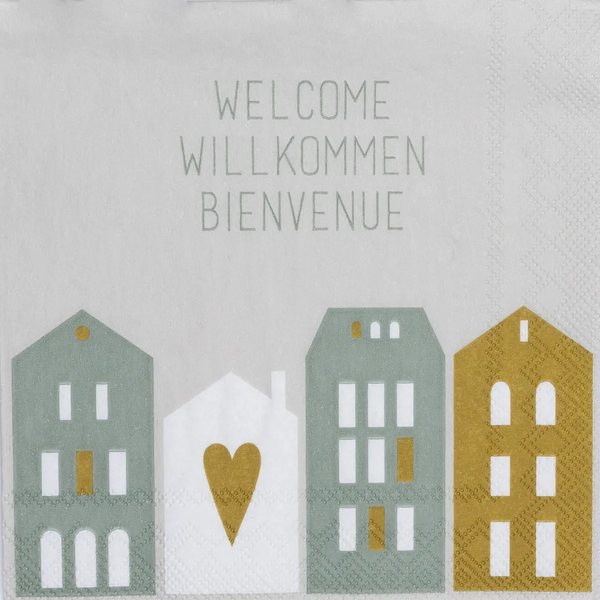 Räder 'Welcome, Willkommen, Bienvenue' Cocktail Napkins, Pack of 20