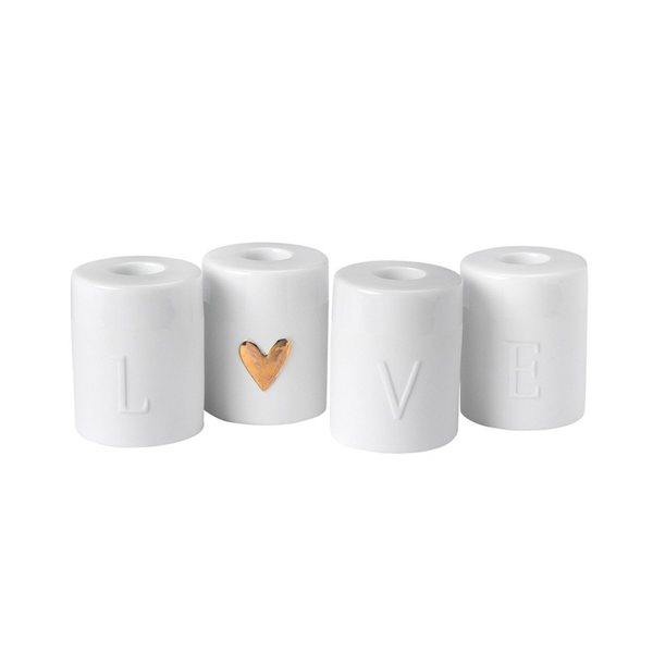 Räder 'LOVE' Porcelain Candle Holders, Set of 4