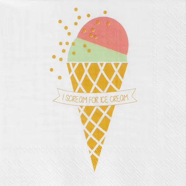 Räder 'I Scream for Ice Cream' Paper Napkins 33cm, Pack of 20