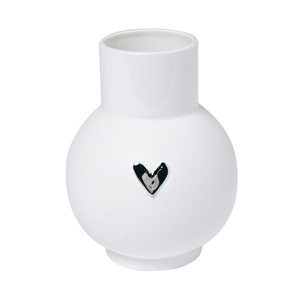 Räder Silver Heart Ball Porcelain Vase – Small, 13cm