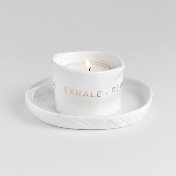 Räder Zen Spirit 'Inhale Exhale Repeat' Porcelain Tealight Holder