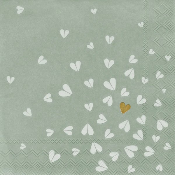 Räder Golden Heart Paper Cocktail Napkins 25cm, Pack of 20