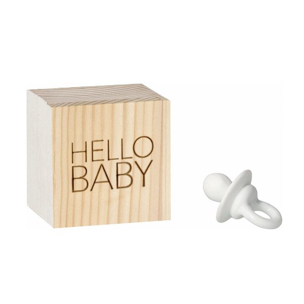 Räder 'Hello Baby' Porcelain Dummy Keepsake in Wooden Box