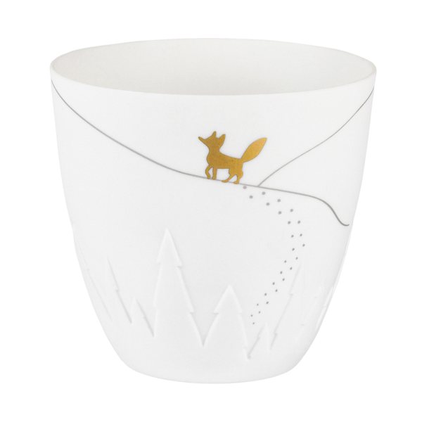 Räder Poetry Light Fox Porcelain Tealight Holder with Gold Detail