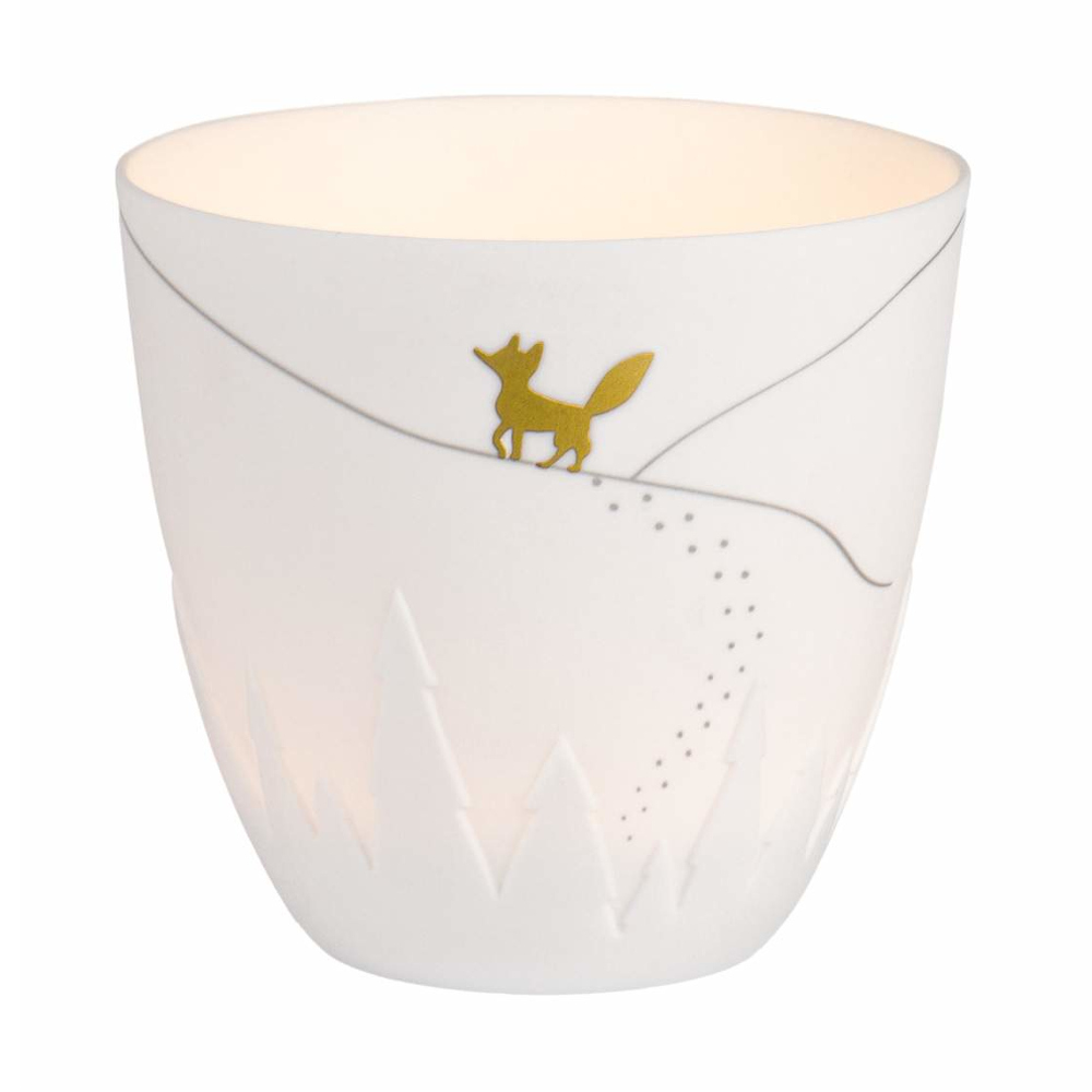 Räder Poetry Light Fox Porcelain Tealight Holder with Gold Detail – image 2