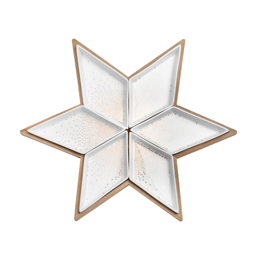 Räder Star Porcelain Snack Platter on Acacia Board 40cm – image 2