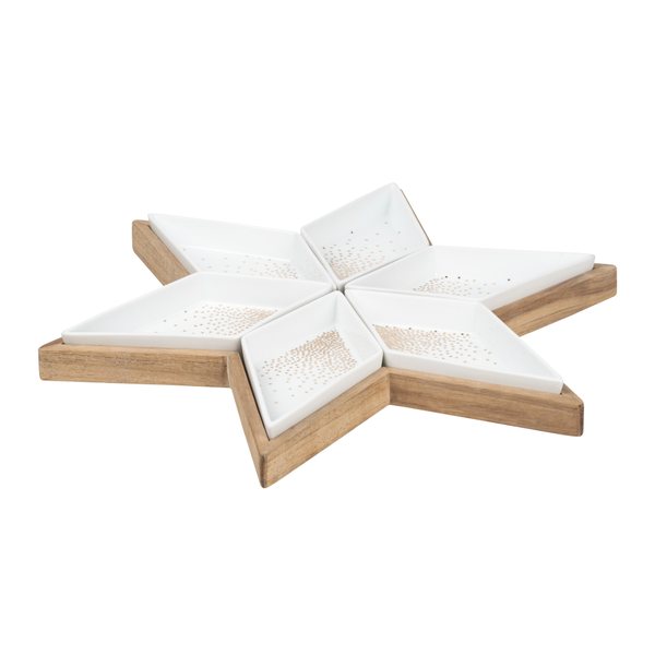Räder Star Porcelain Snack Platter on Acacia Board 40cm