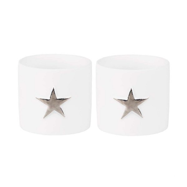 Räder Starlight Porcelain Mini Pots with Silver Star, Set of 2