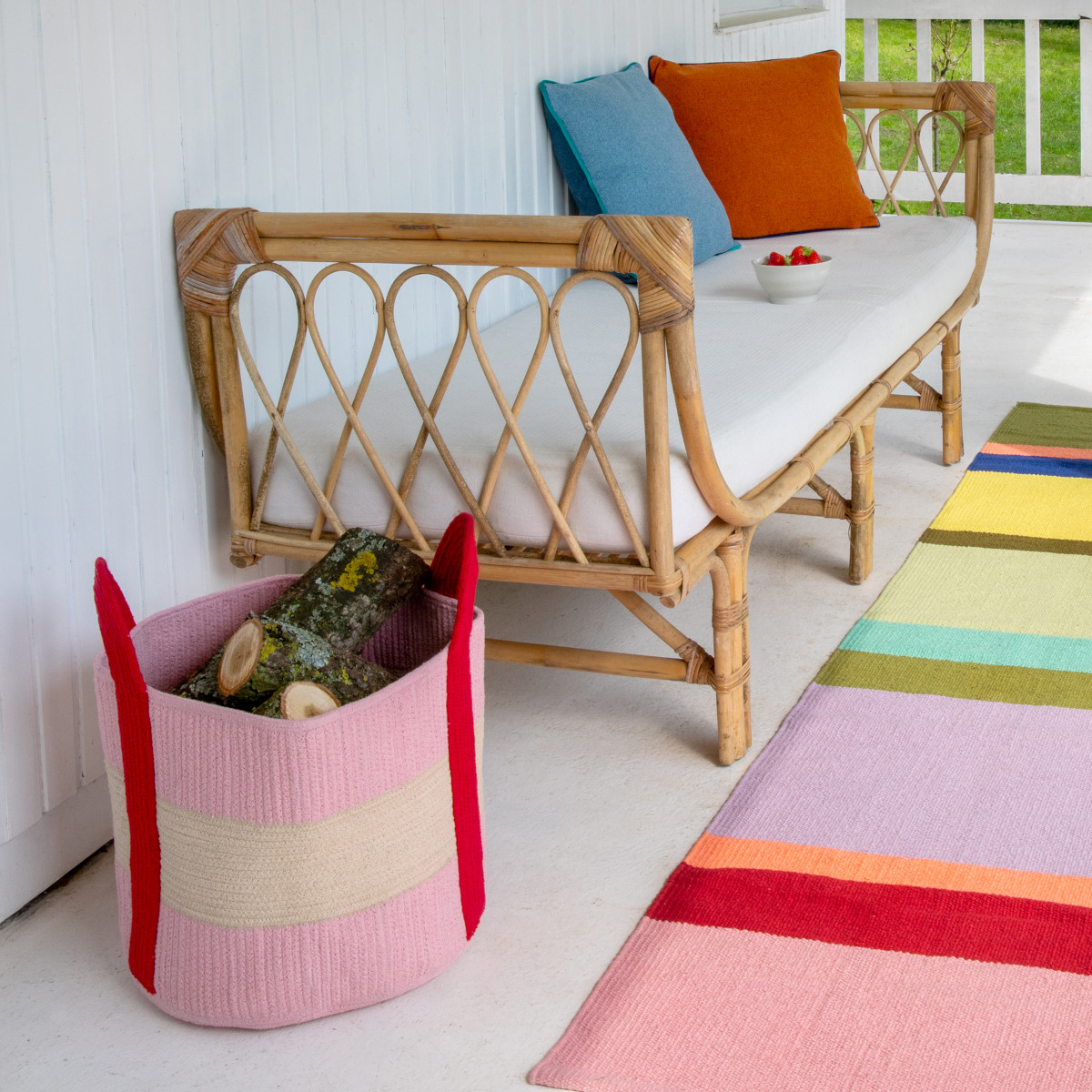 Remember Colombo Small Cotton Rope Basket with Handles – Berry – image 5