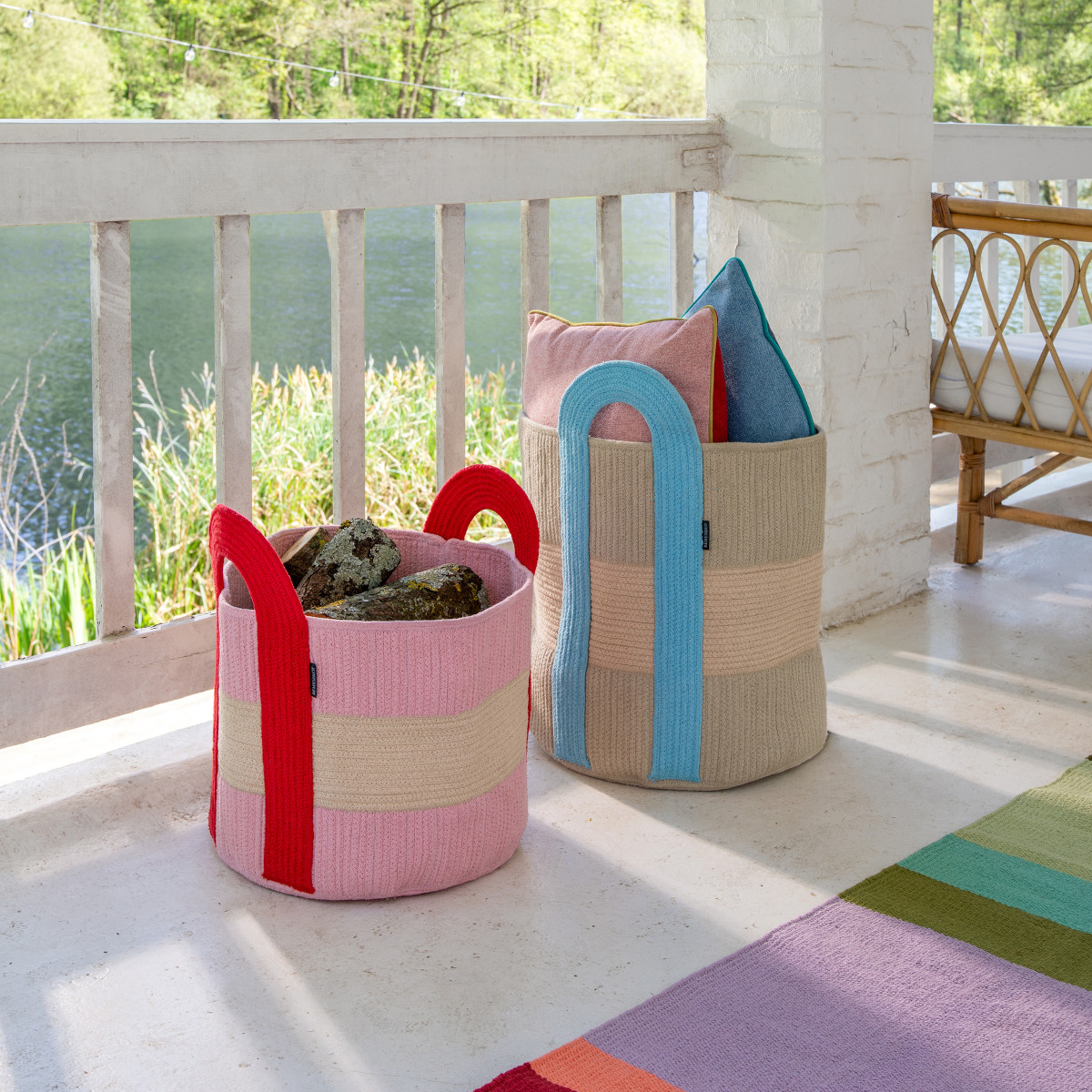 Remember Colombo Large Cotton Rope Basket with Handles – Grey – image 3