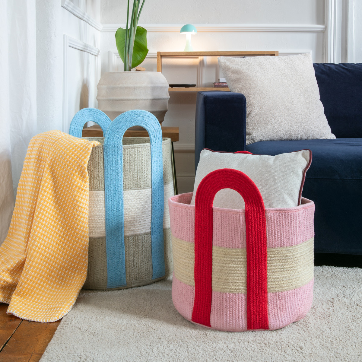 Remember Colombo Large Cotton Rope Basket with Handles – Grey – image 2