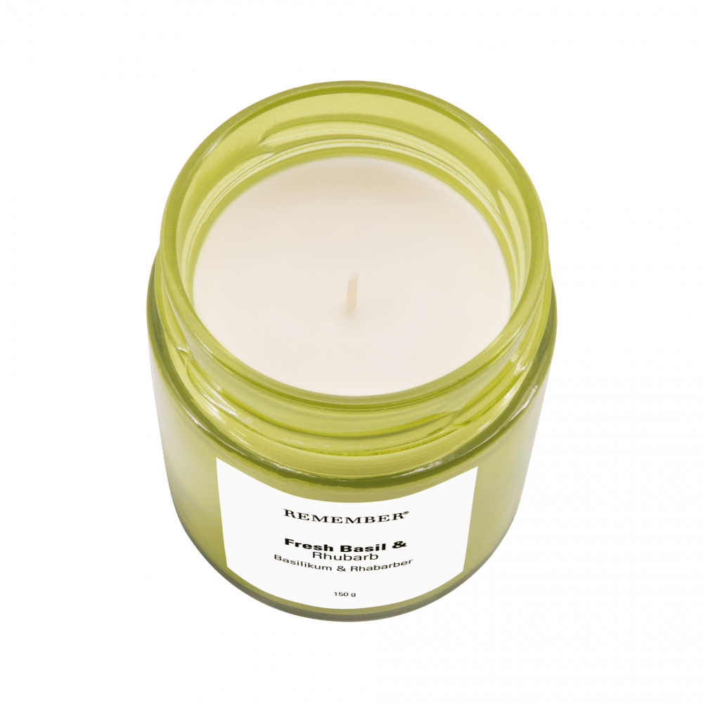 Remember Basil & Rhubarb Scented Soy Candle – 35-Hour Burn – image 2