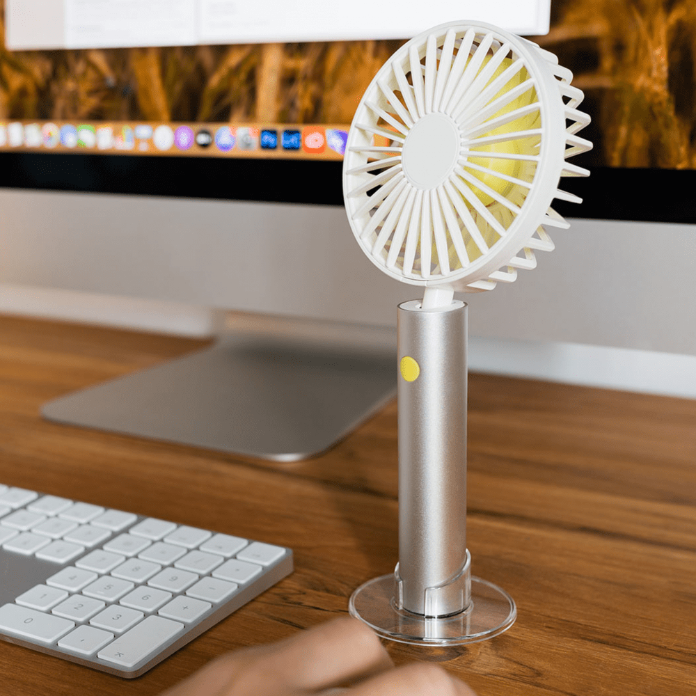 Remember Flow Rechargeable Handheld & Desk Fan – Silver – image 5