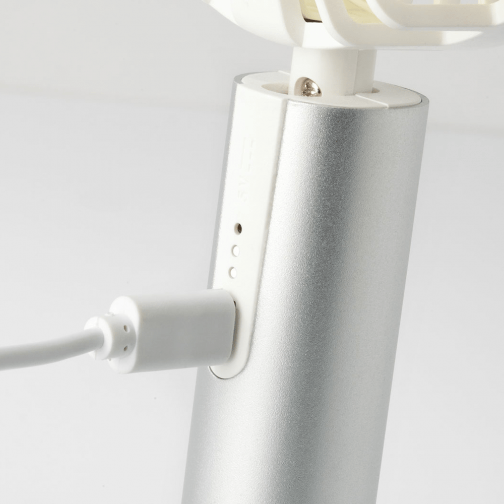 Remember Flow Rechargeable Handheld & Desk Fan – Silver – image 3
