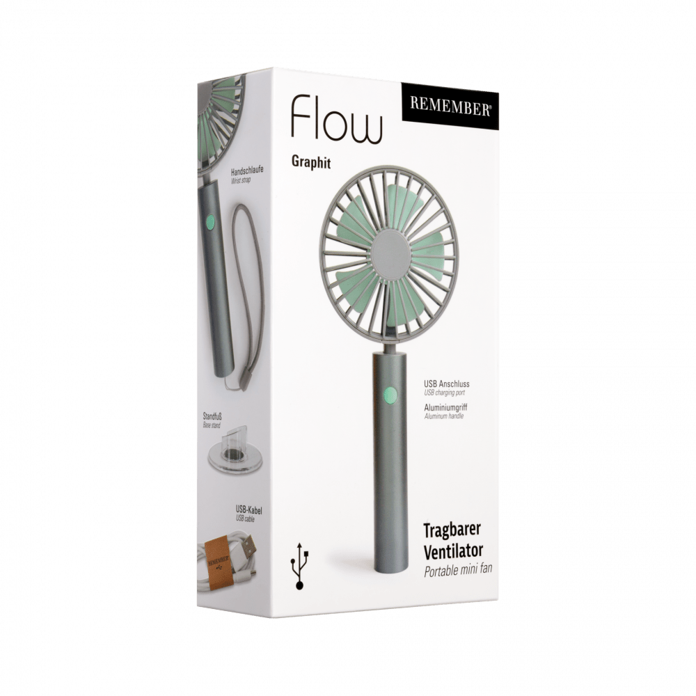 Remember Flow Rechargeable USB Fan with Stand – Graphite – image 4