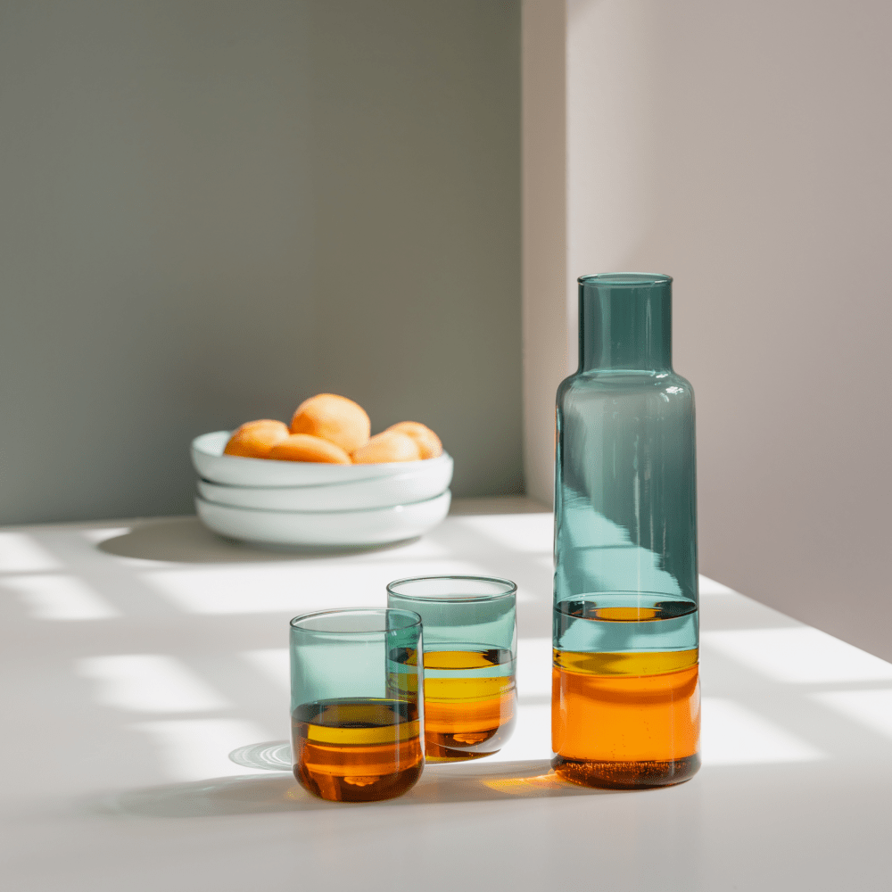 Remember Coloured Glass Water Carafe 1.1L – Blue Grey, Amber & Yellow – image 4