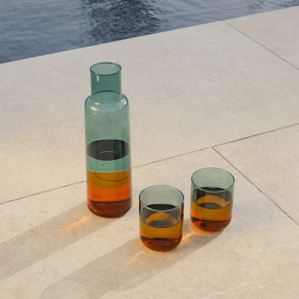 Remember Coloured Drinking Glasses 300ml, Set of 3 – Blue Grey, Amber & Yellow – image 2