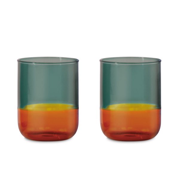 Remember Coloured Drinking Glasses 300ml, Set of 3 – Blue Grey, Amber & Yellow