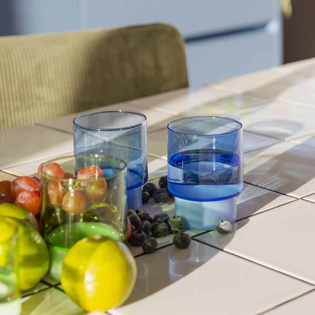 Remember Jill Coloured Borosilicate Drinking Glasses 220ml, Set of 2 – Blue – image 3