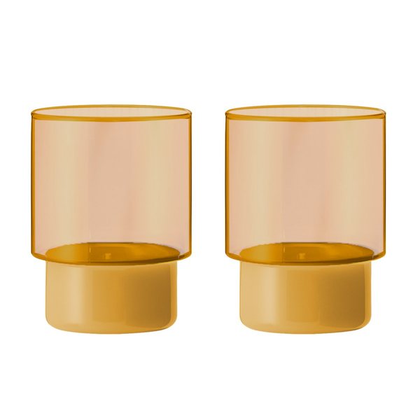 Remember Jill Coloured Borosilicate Drinking Glasses 220ml, Set of 2 – Yellow