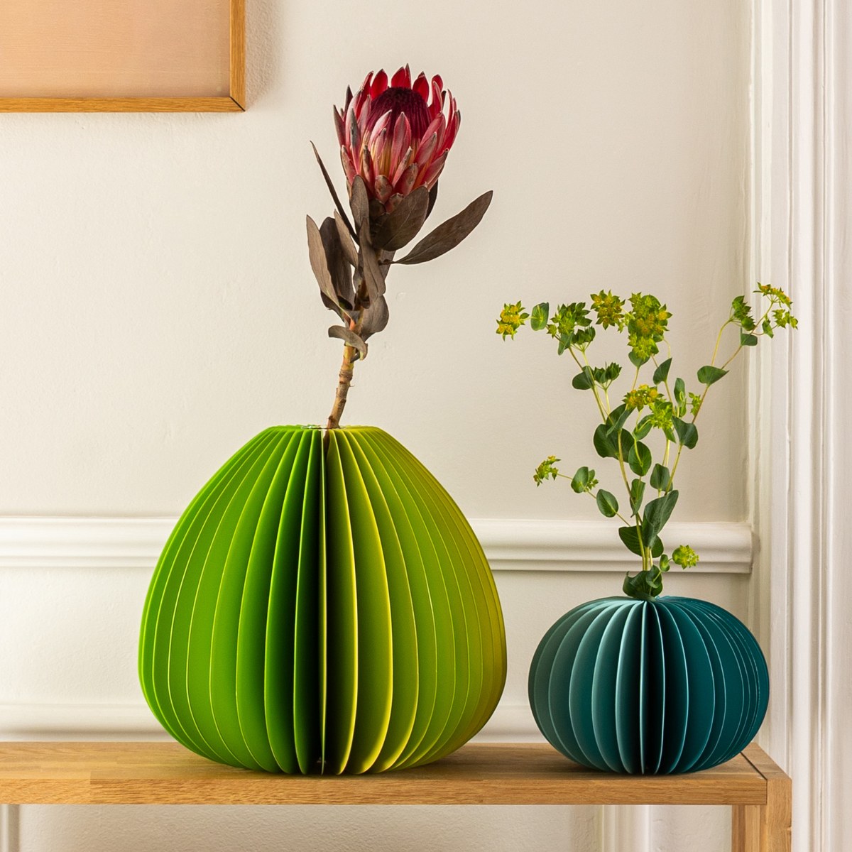 Remember Yuki Small Folding Paper Vase with Glass Insert – Petrol – image 2