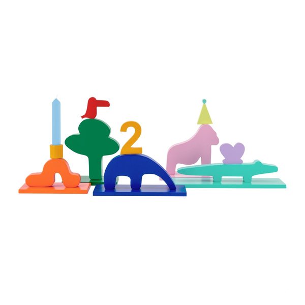 Remember Animal Birthday Train with 5 Candle Holders & Numbers