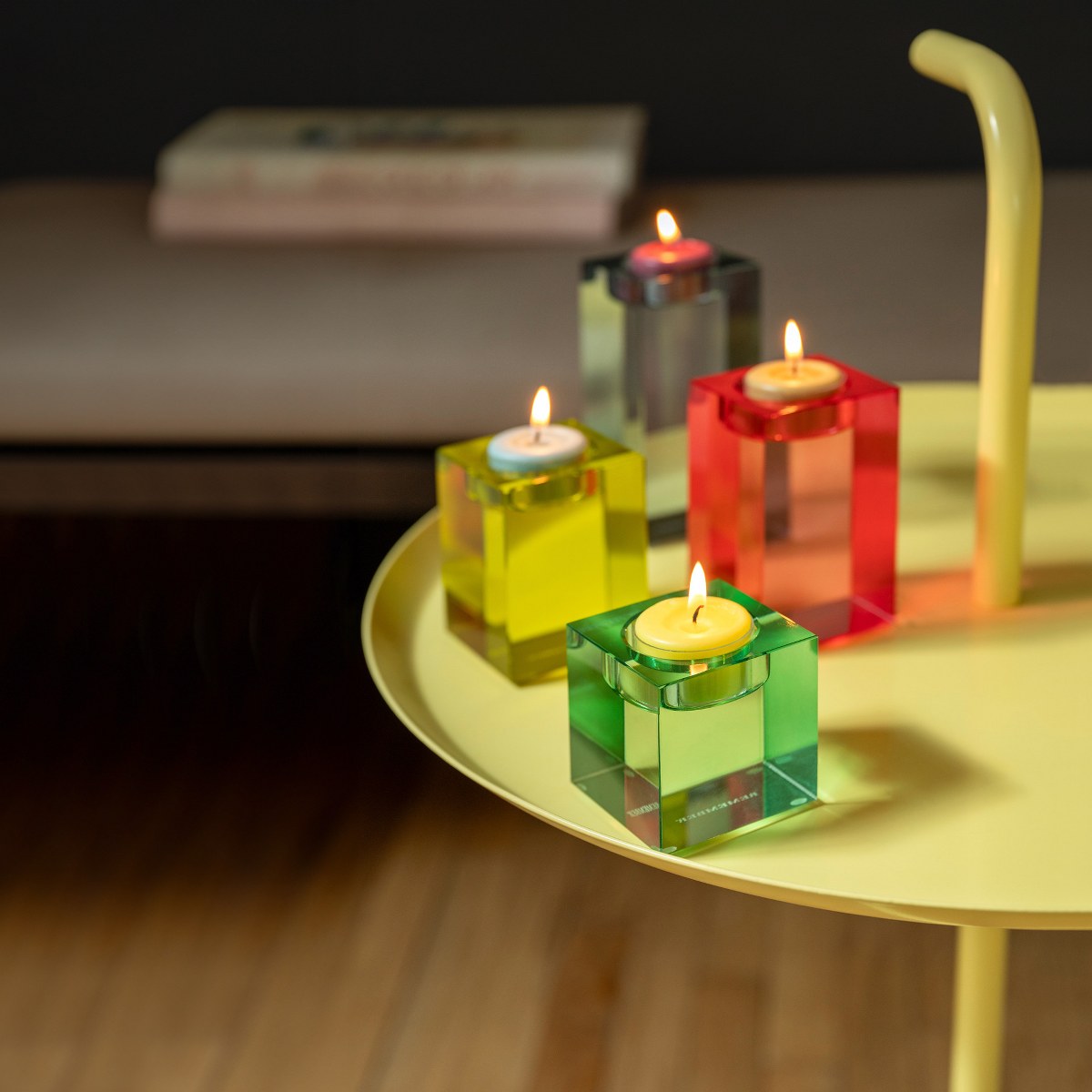 Remember Vela Coloured Glass Block Tealight Holders, Set of 4 – image 3