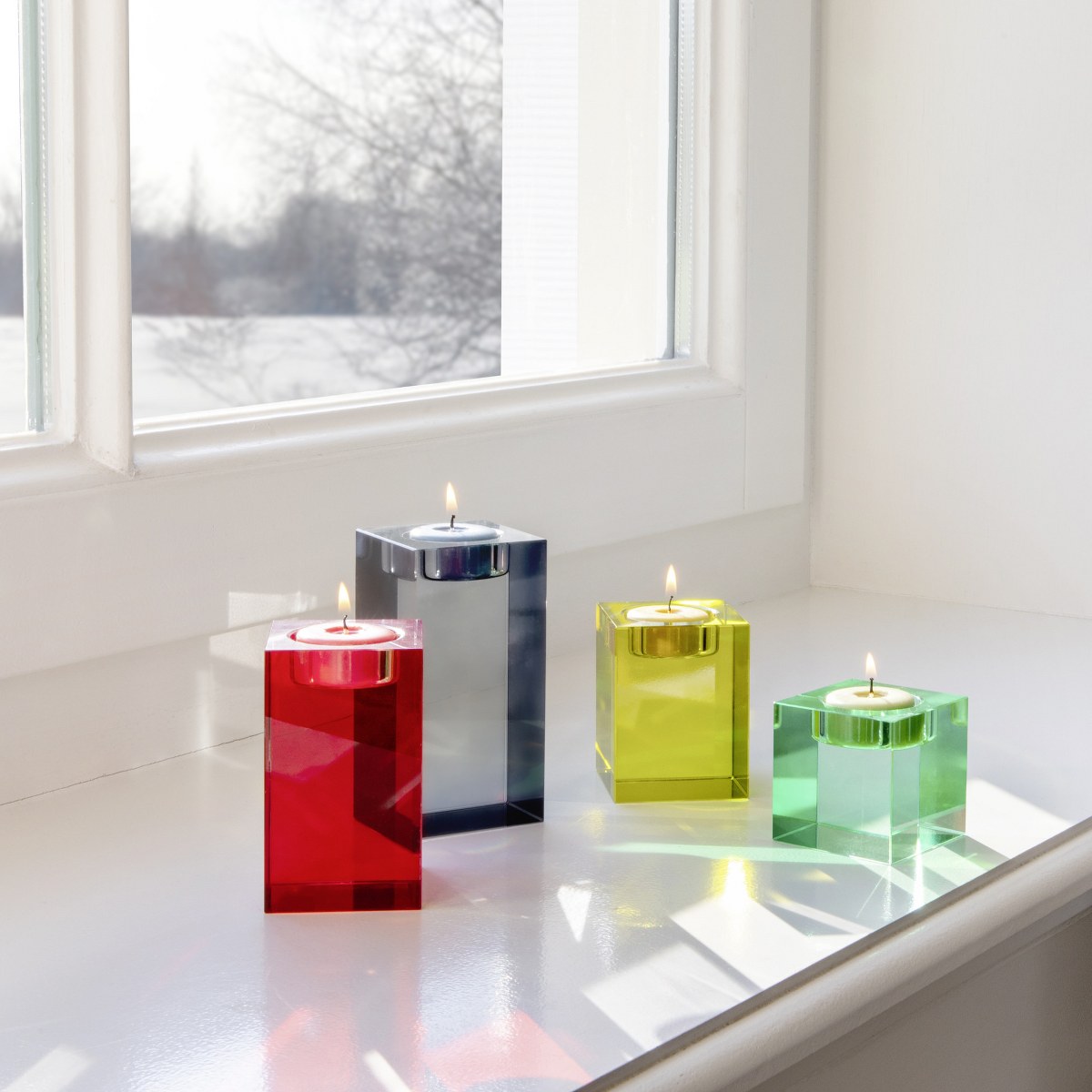 Remember Vela Coloured Glass Block Tealight Holders, Set of 4 – image 4