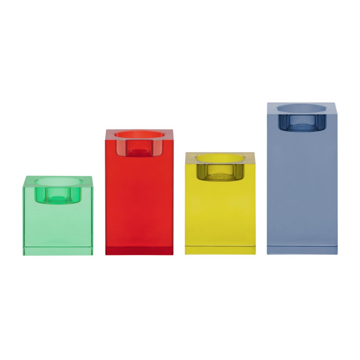 Remember Vela Coloured Glass Block Tealight Holders, Set of 4 – image 2
