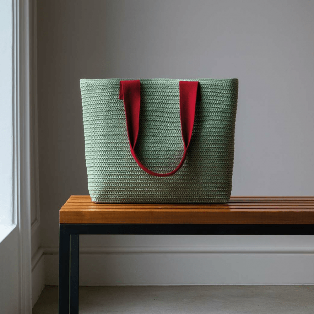 Remember Paper Straw Basket Tote Bag – Lime Green – image 3