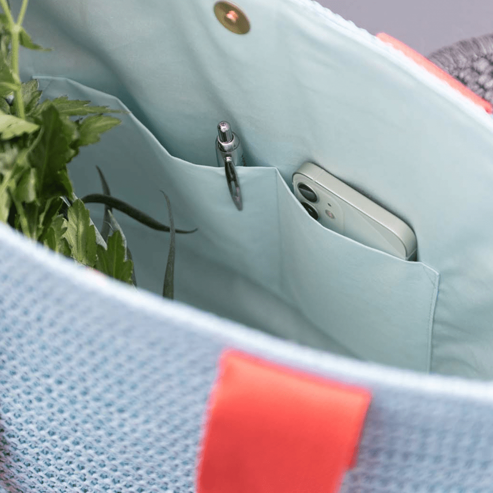 Remember Woven Basket Tote Bag – Pale Blue – image 3
