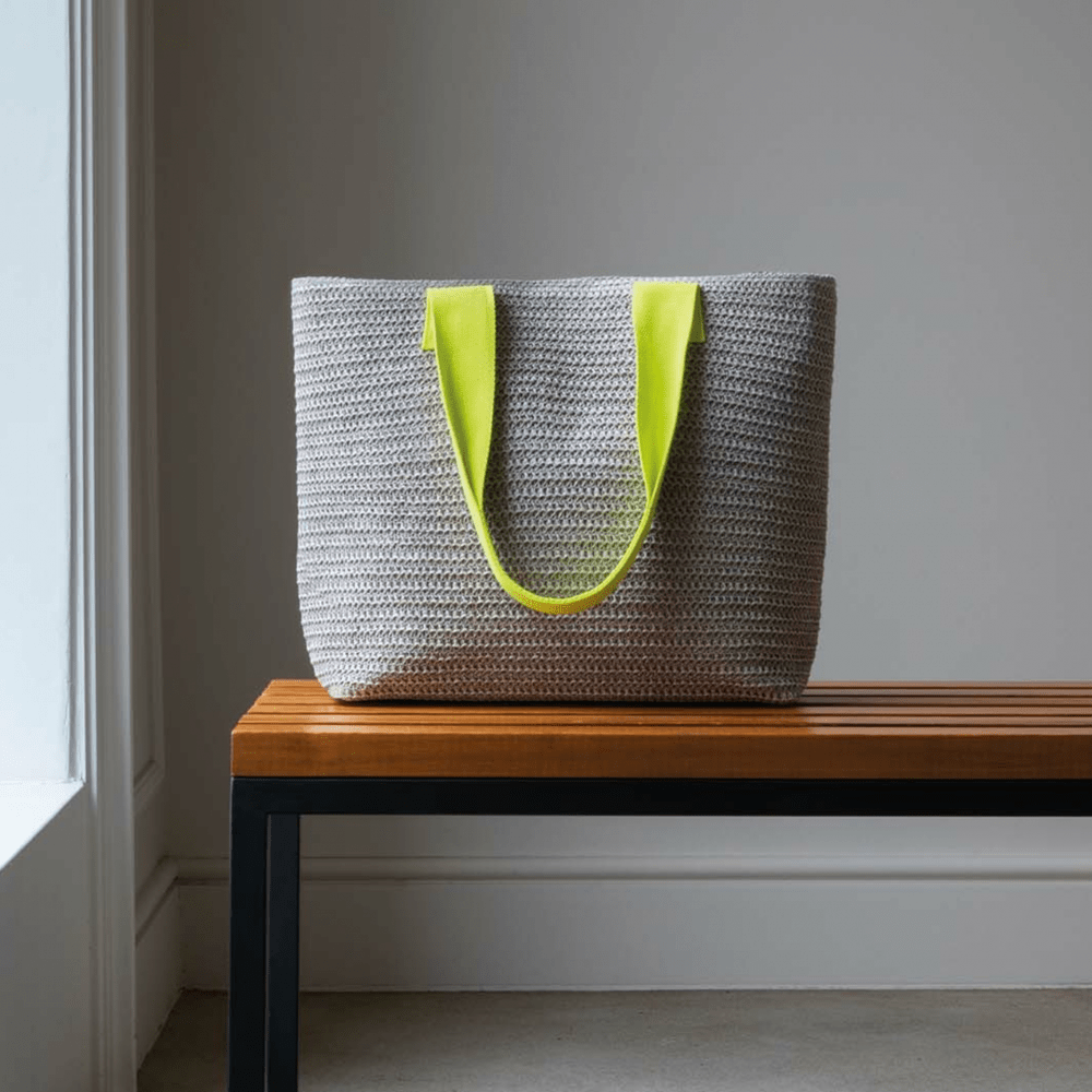 Remember Paper Straw Basket Tote Bag – Light Grey – image 3