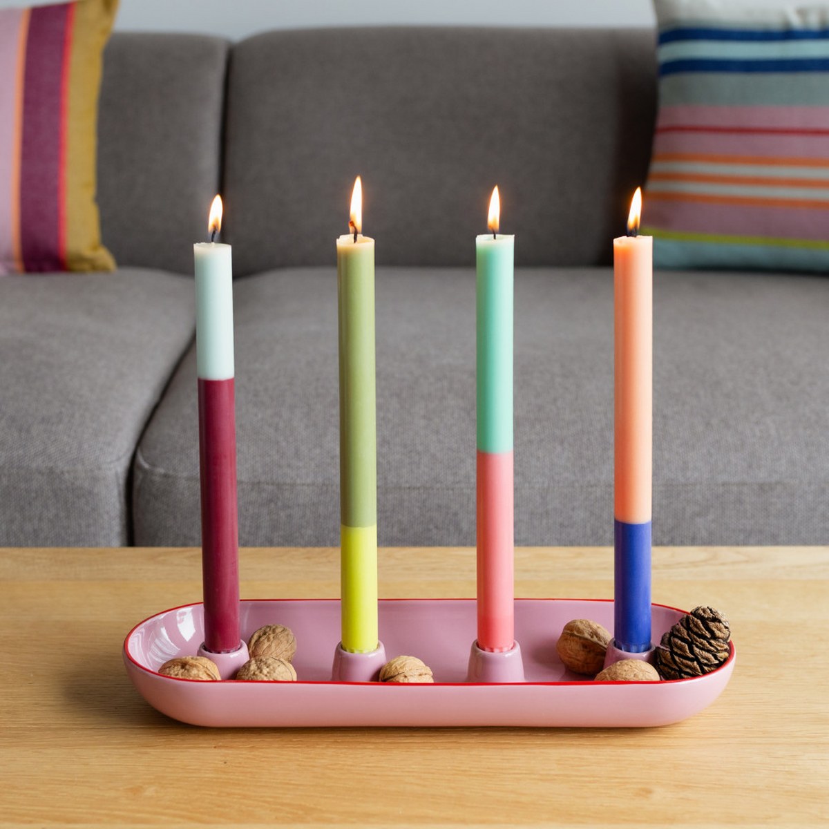 Remember Lucia Oval Ceramic Advent Candle Bowl – Rose – image 2