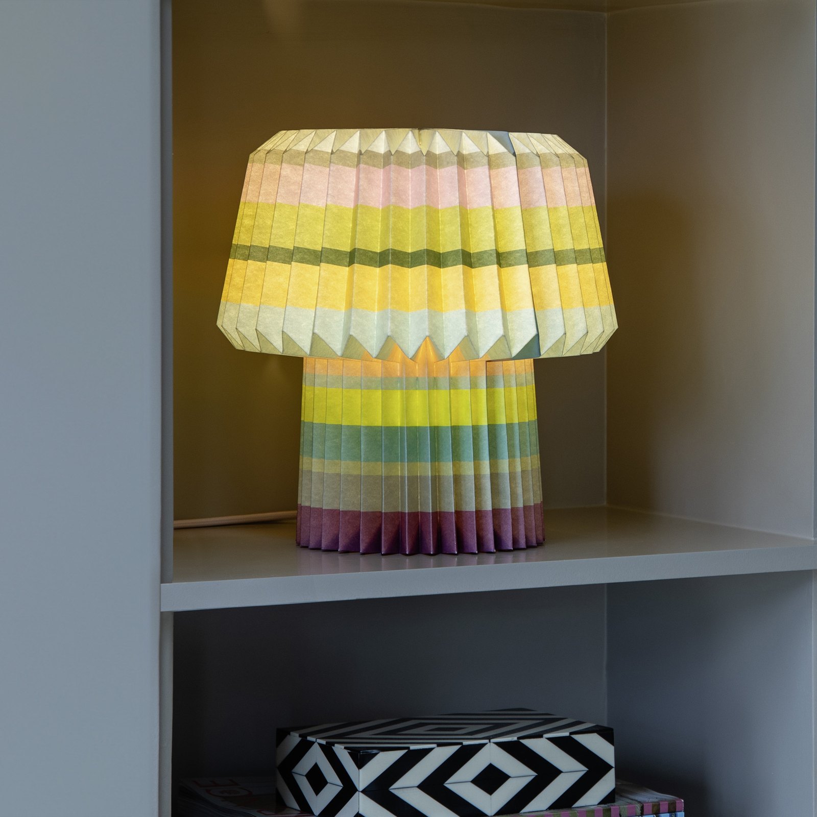 Remember Anna Pleated Paper Table Lamp – Stripes Design – image 4