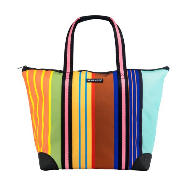 Remember Barcelona Striped Shopper Bag