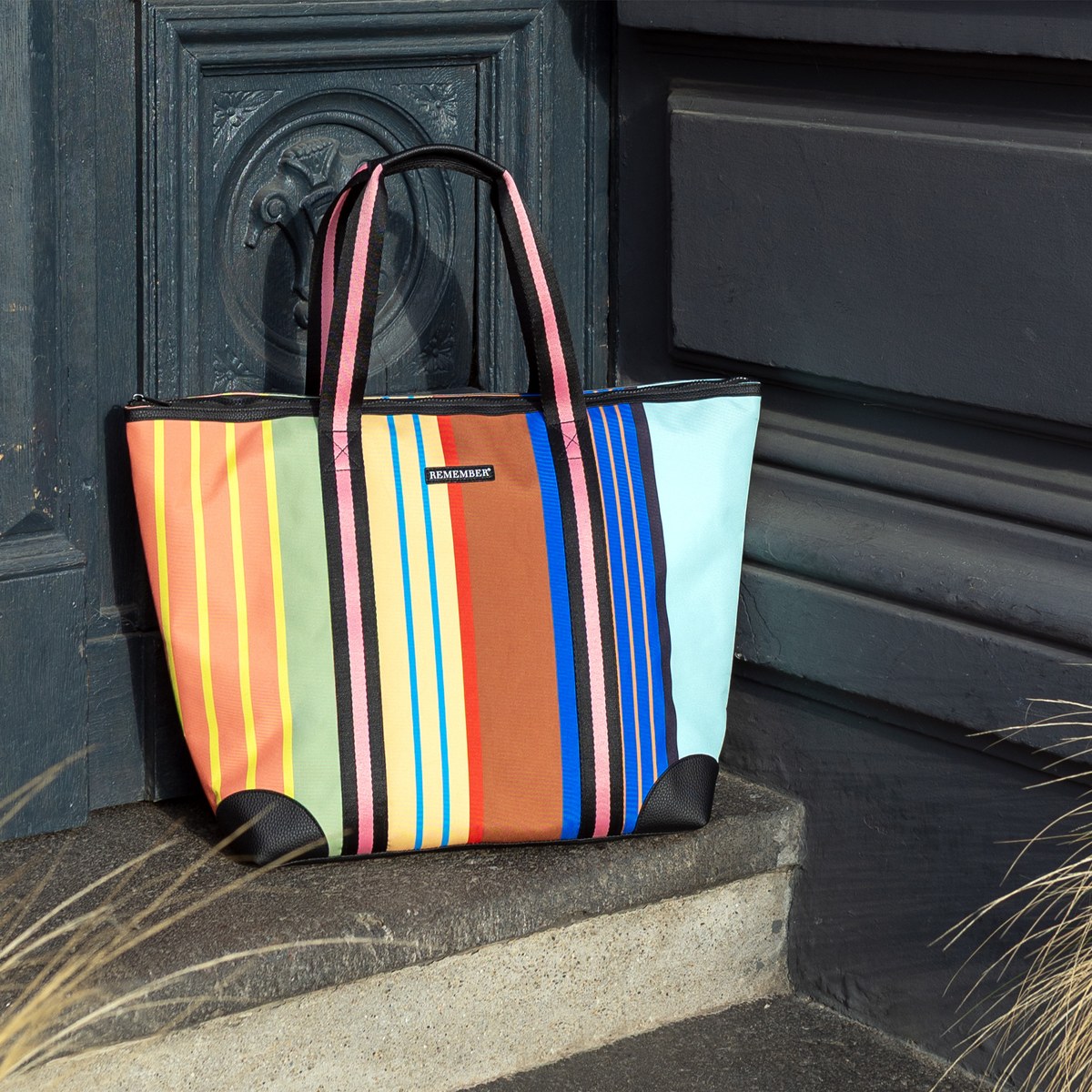 Remember Barcelona Striped Shopper Bag – image 2