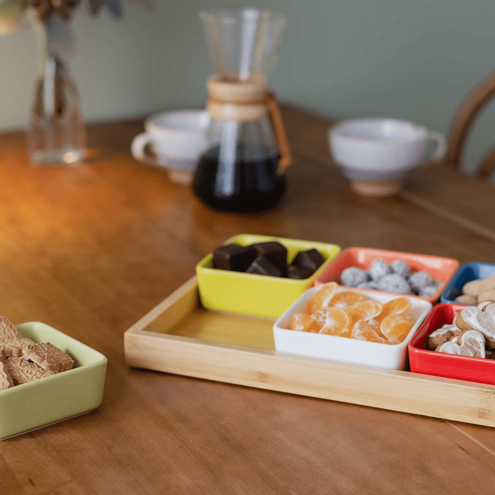Remember Brights Snack Bowls, Set of 6 with Bamboo Tray – image 8
