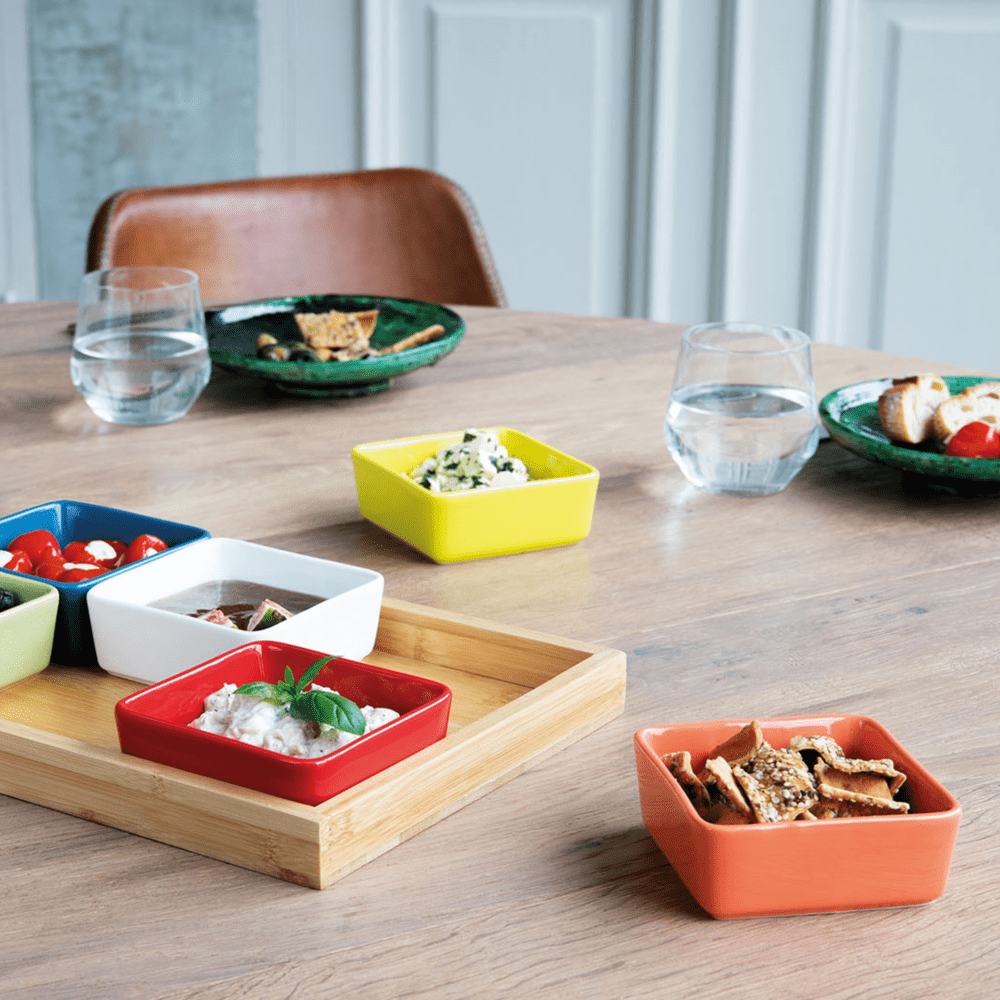 Remember Brights Snack Bowls, Set of 6 with Bamboo Tray – image 5