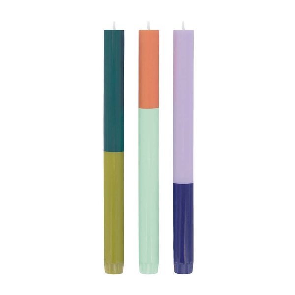 Remember Riga Dinner Candles, Set of 3 – 26cm Multicoloured