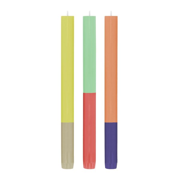 Remember Ibiza Dinner Candles, Set of 3 – 26cm Multicoloured