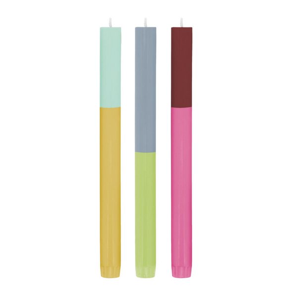 Remember Parma Dinner Candles, Set of 3 – 26cm Multicoloured