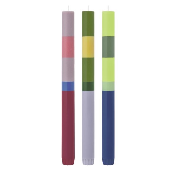 Remember Milano Dinner Candles, Set of 3 – 26cm Multicoloured
