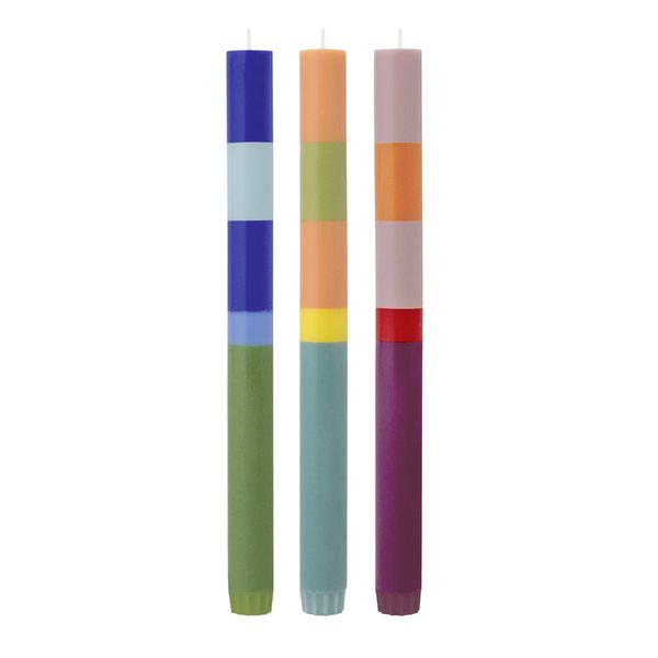 Remember Venezia Dinner Candles, Set of 3 – 26cm Multicoloured