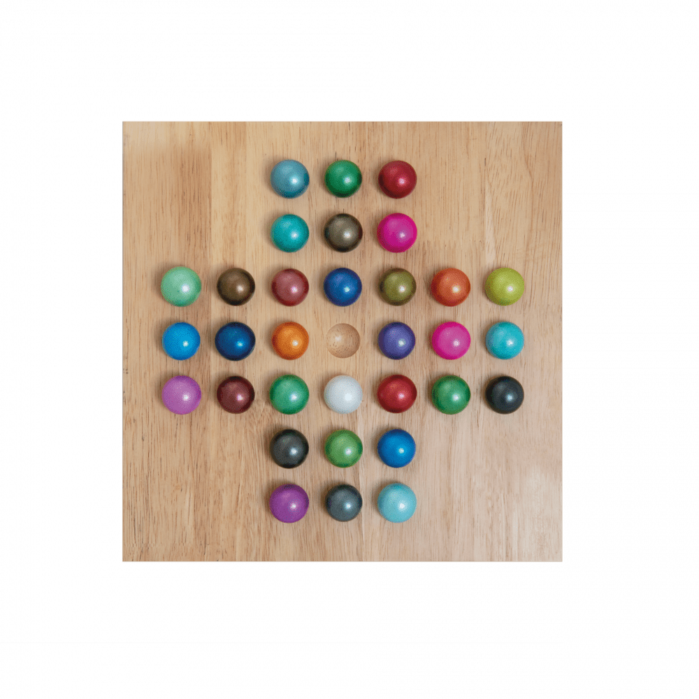 Remember Solitaire Board Game – Wood & Glass Marbles – image 3