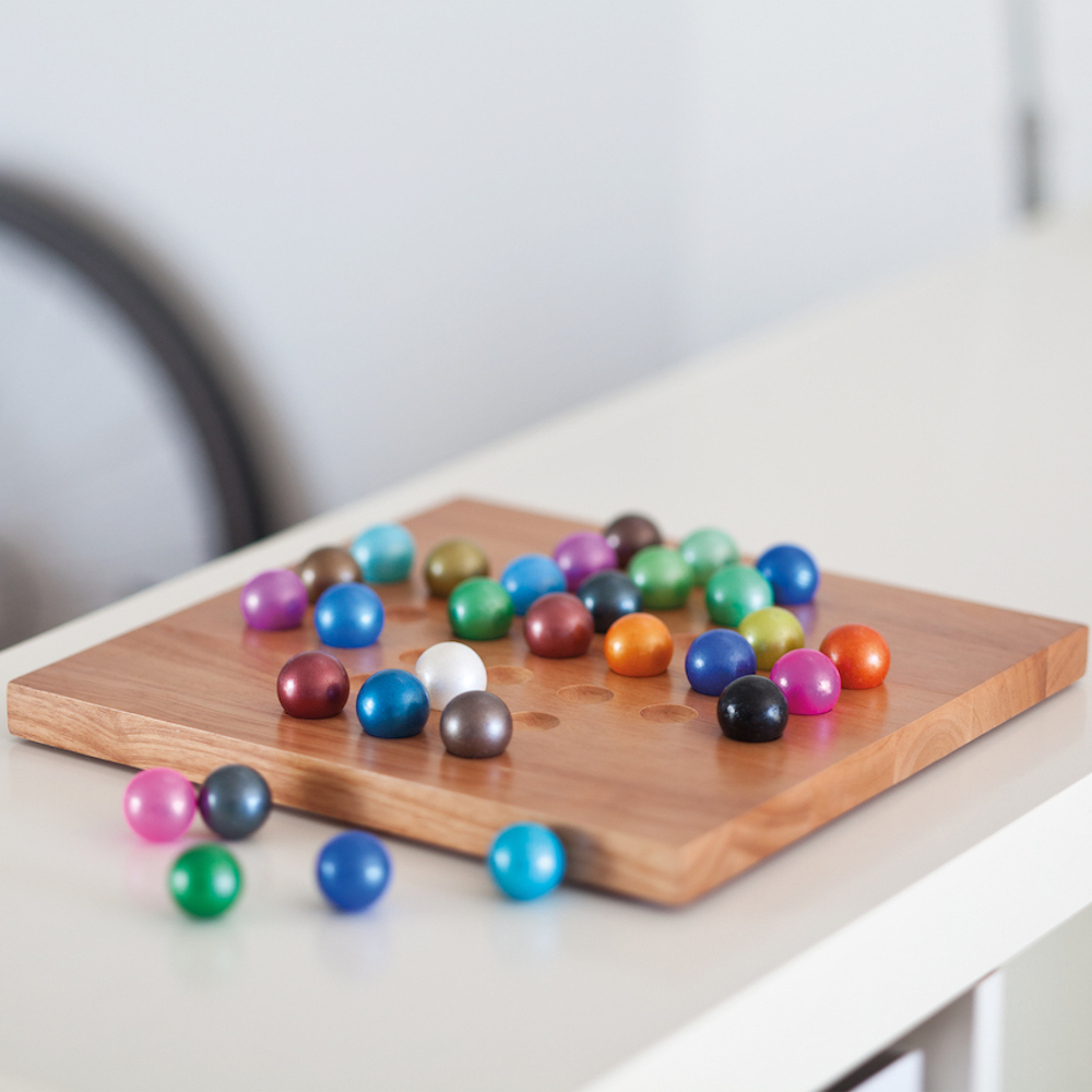 Remember Solitaire Board Game – Wood & Glass Marbles – image 6