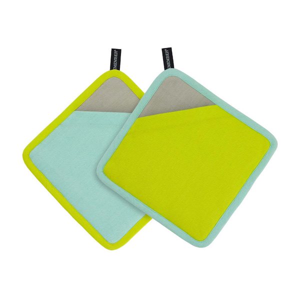 Remember Lemon Cotton Pot Holders & Trivets, Set of 2