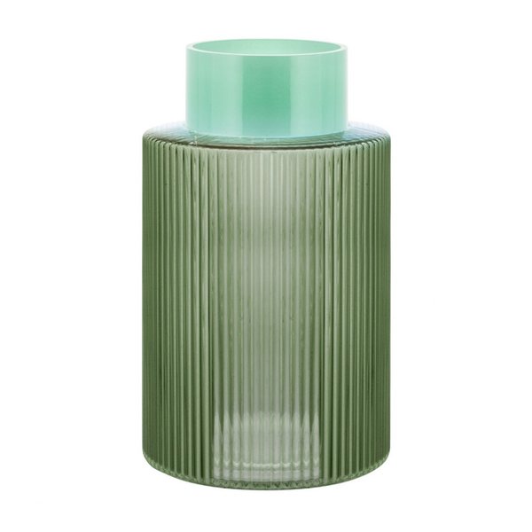 Remember Groove Ribbed Glass Vase – Large, Green & Aqua